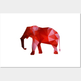 Red Elephant Polygon Posters and Art